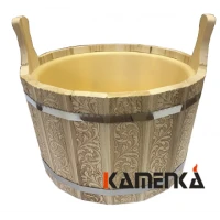 Шайка двуручная 12 л с пласт.вкл липа ПЛ-14 с тиснением